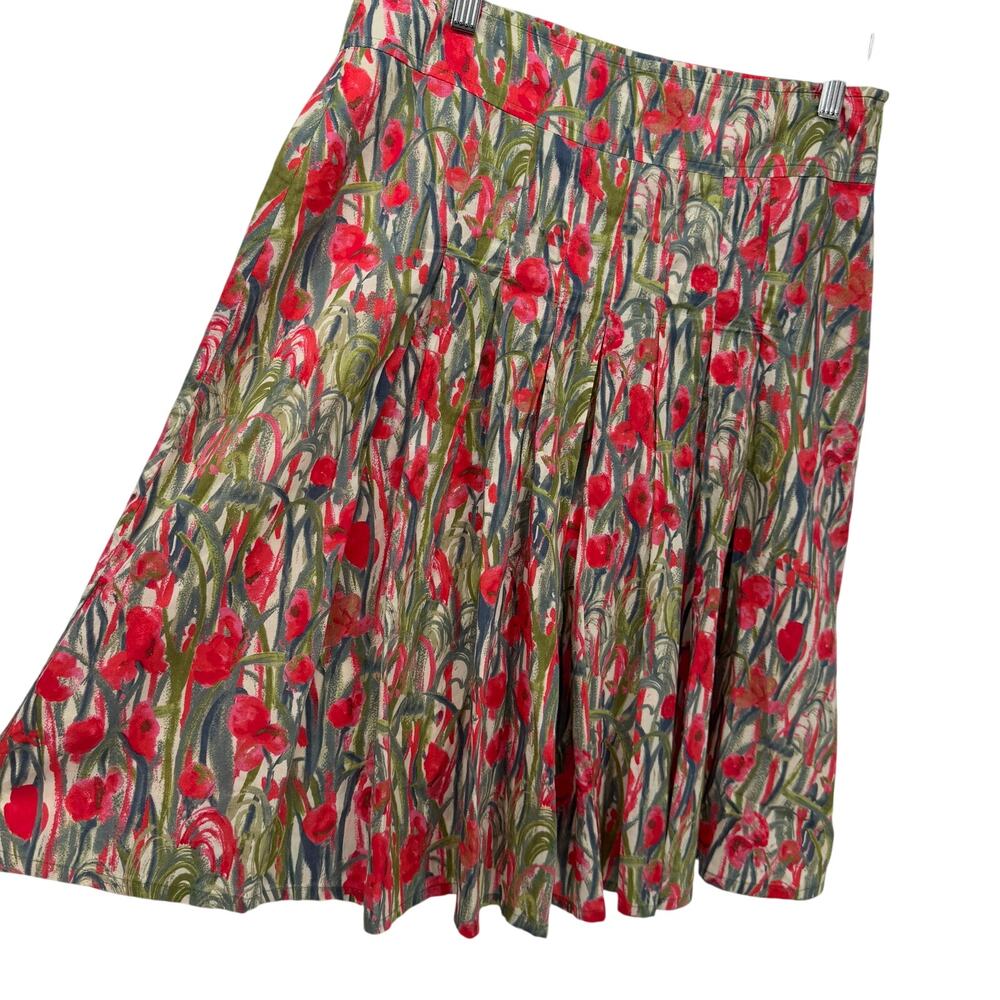 Ellen Eisemann Skirt Womens 6 Eu 38 (28x24 Actual) Floral Cotton Lined Pleated View 3